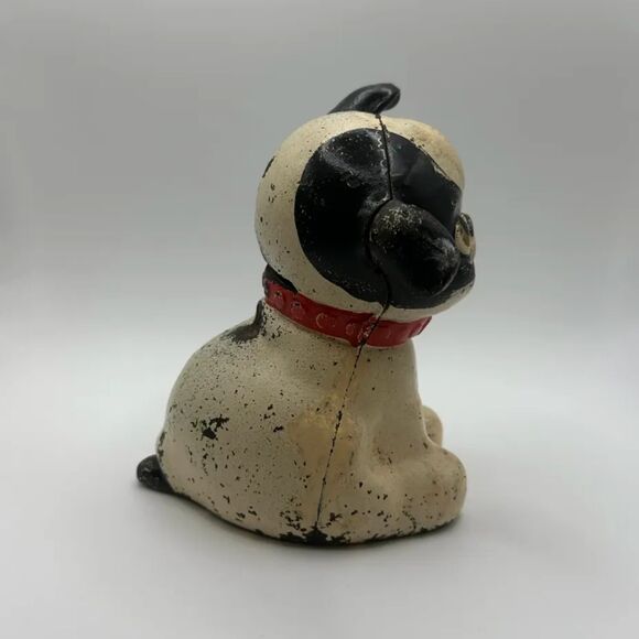 Vintage 1920s Hubley Fido Cast Iron Still Coin Bank Boston Terrier Dog Antique - Picture 4 of 5